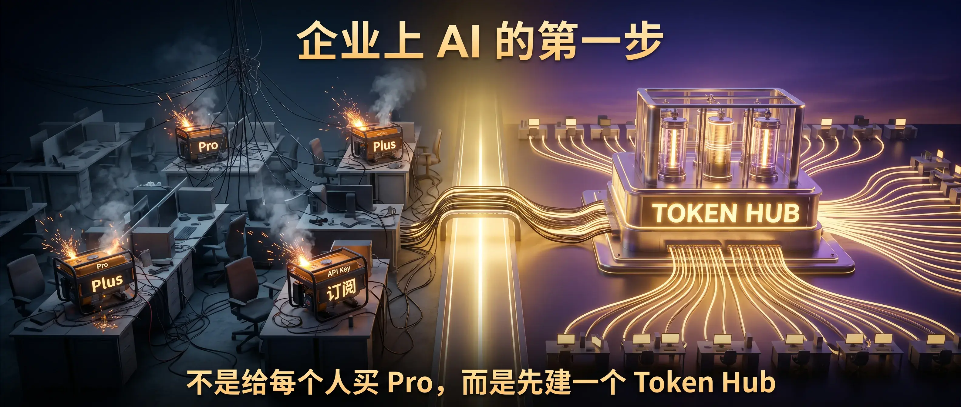 企业上 AI 的第一步，不是给每个人买 Pro，而是先建一个 Token Hub