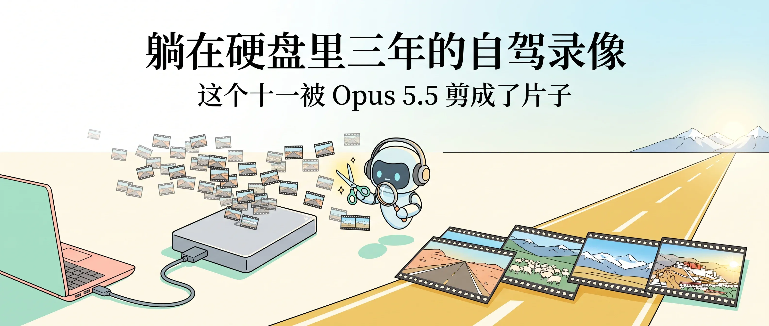 躺在硬盘里三年的自驾录像，这个十一被 Opus 5.5 剪成了片子