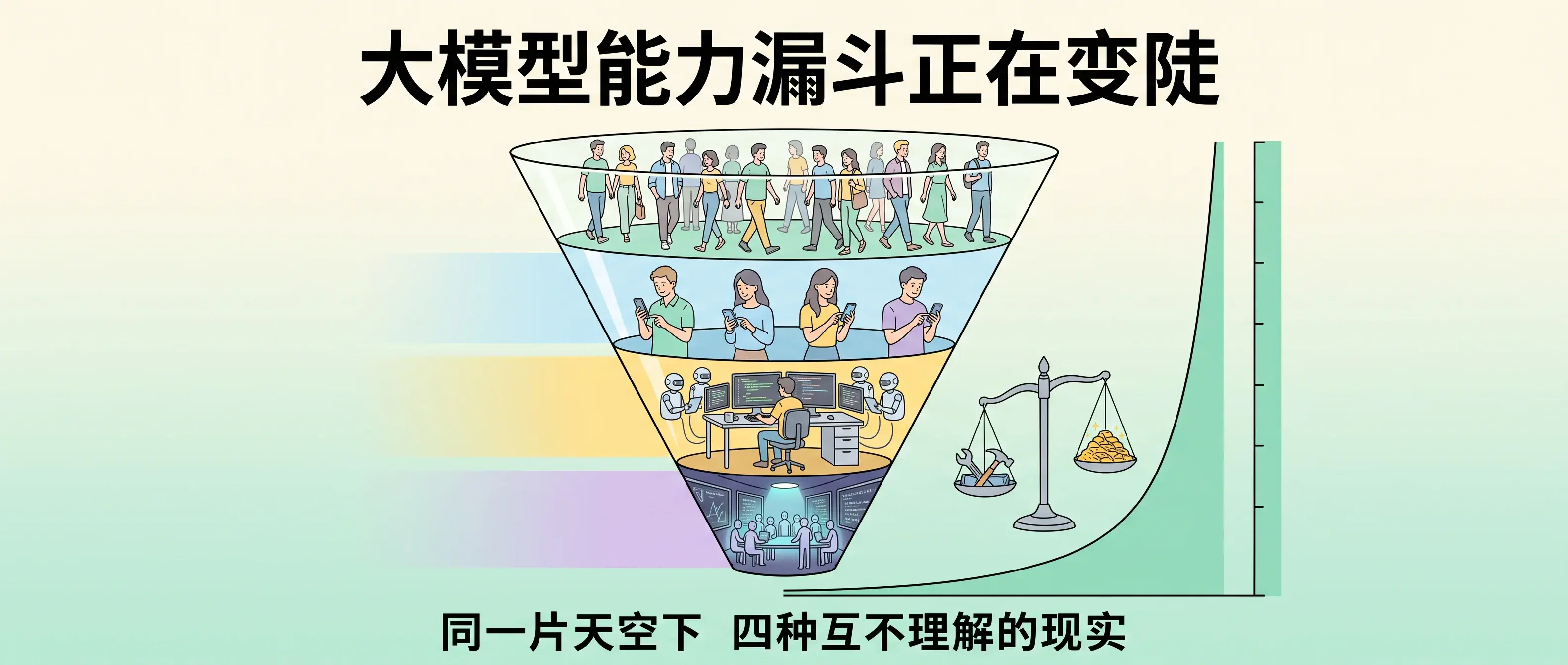 大模型能力漏斗正在变陡：同一片天空下，四种互不理解的现实