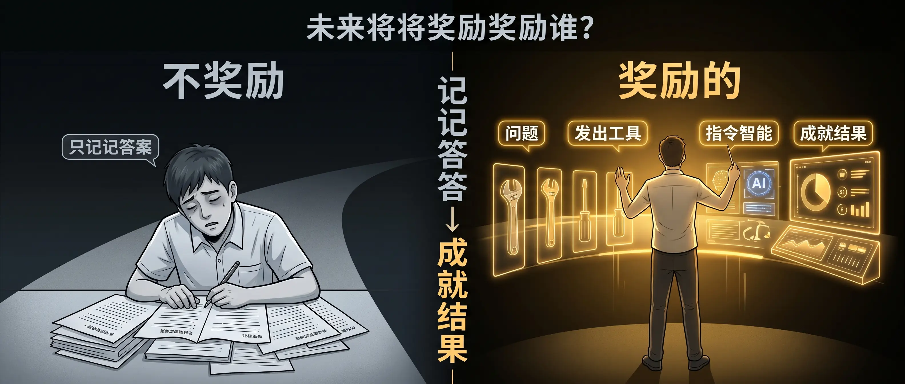 未来奖励的，不是背答案的人，是能把事跑出结果的人