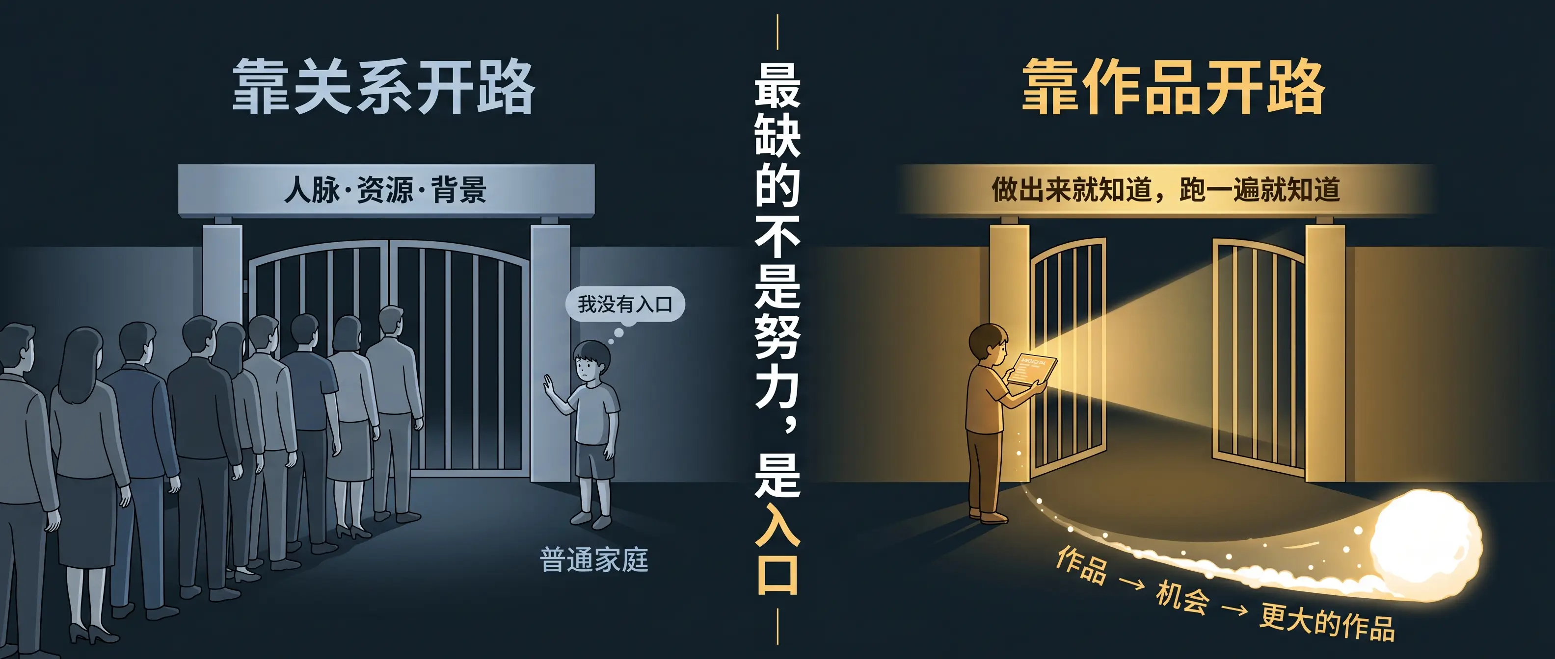 普通家庭缺的不是努力，是入口；用作品给自己开门
