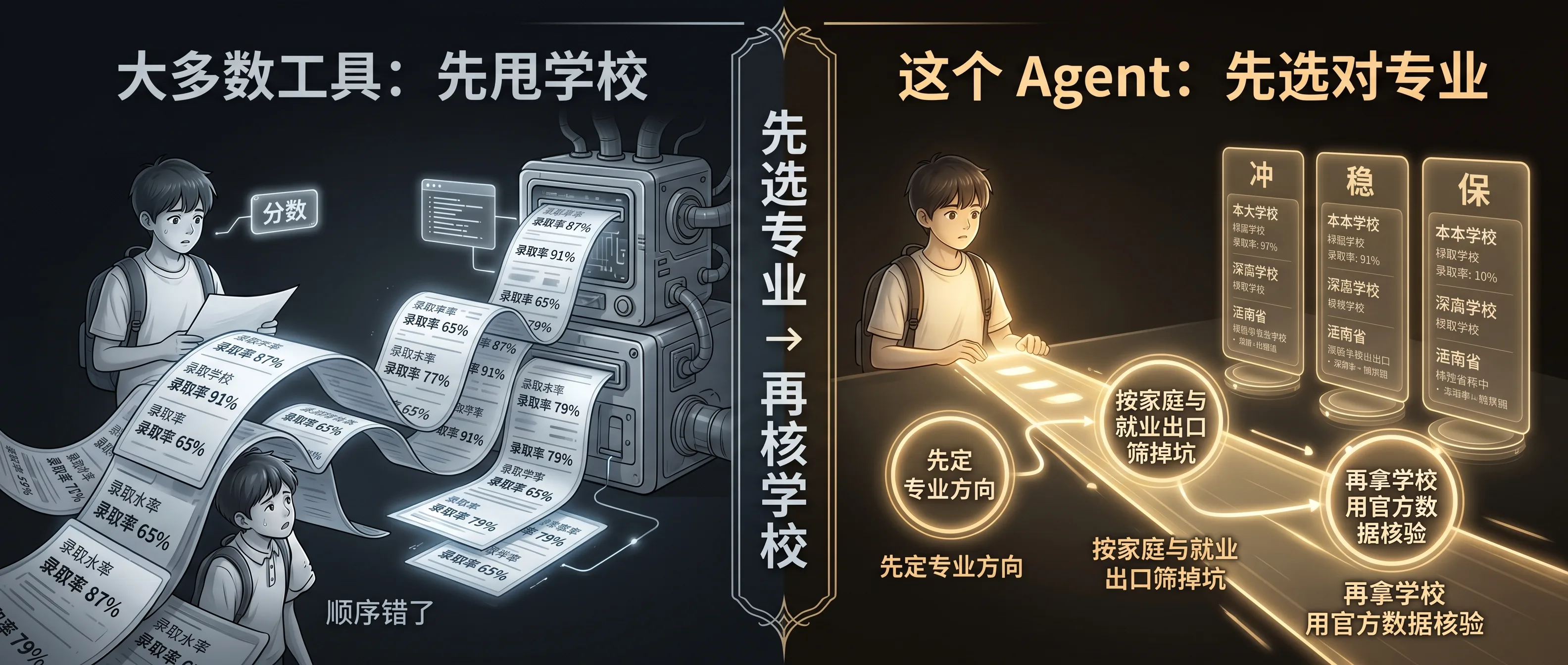 先选对专业，再拿学校去核验