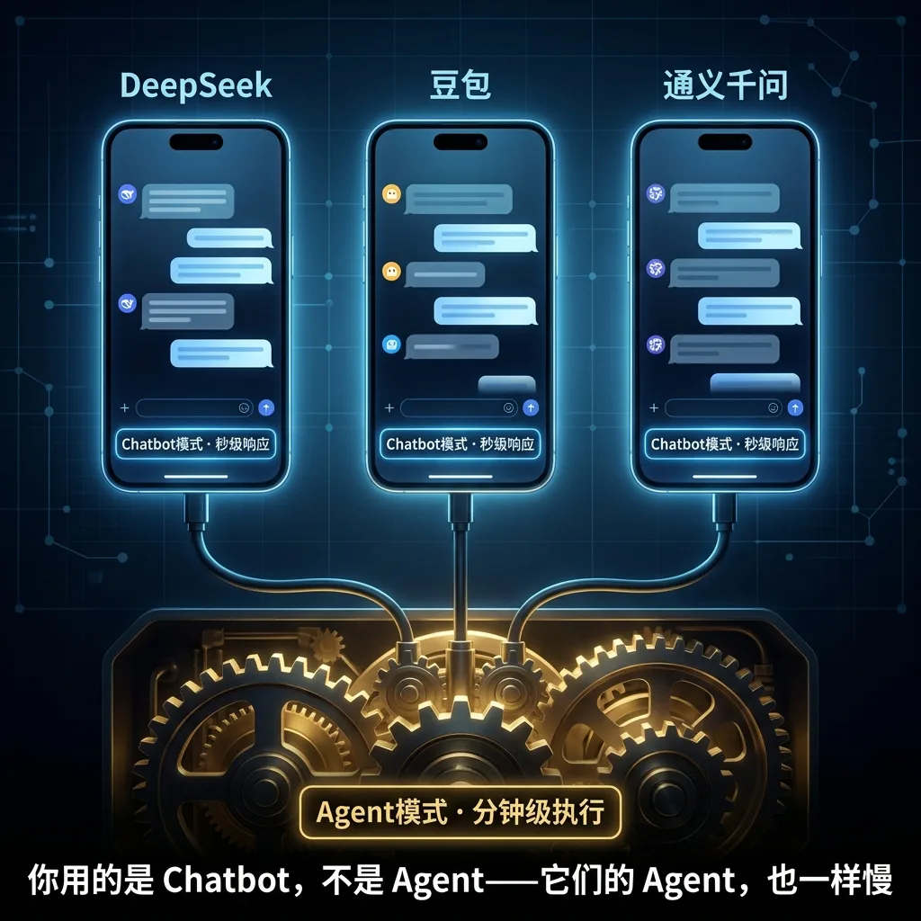 你用的是 Chatbot，不是 Agent——它们的 Agent 也一样慢