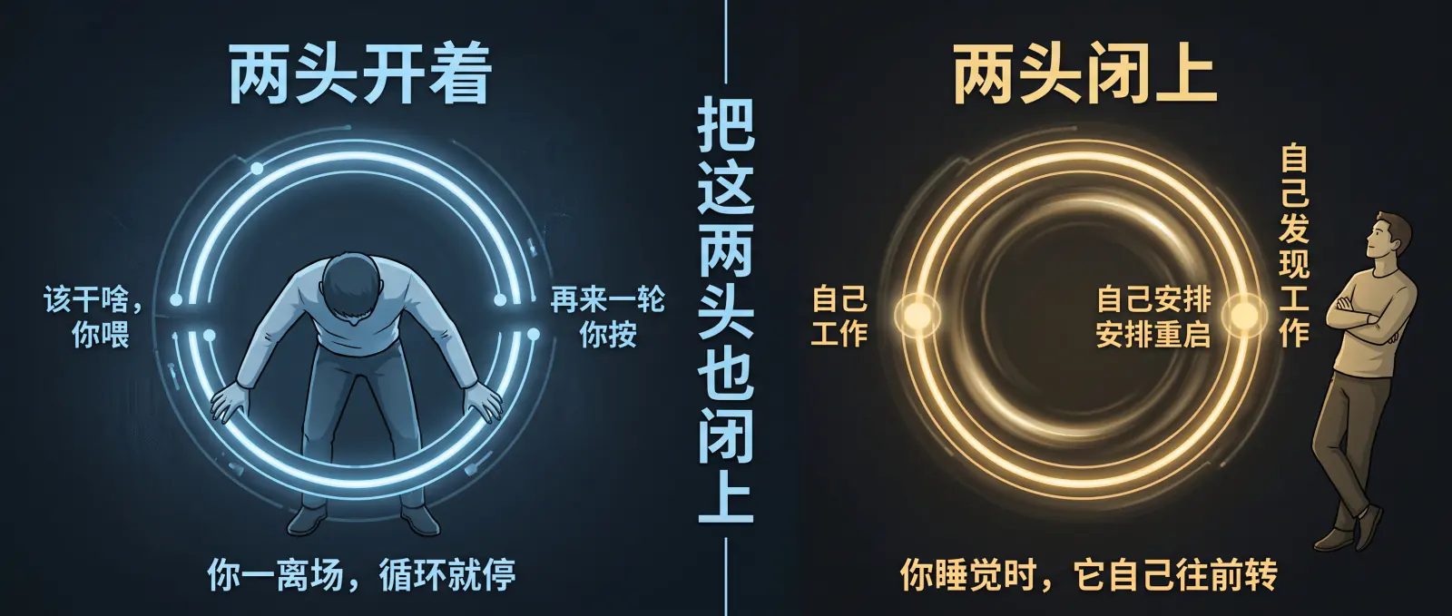 两头开着的循环 vs 两头闭上的循环