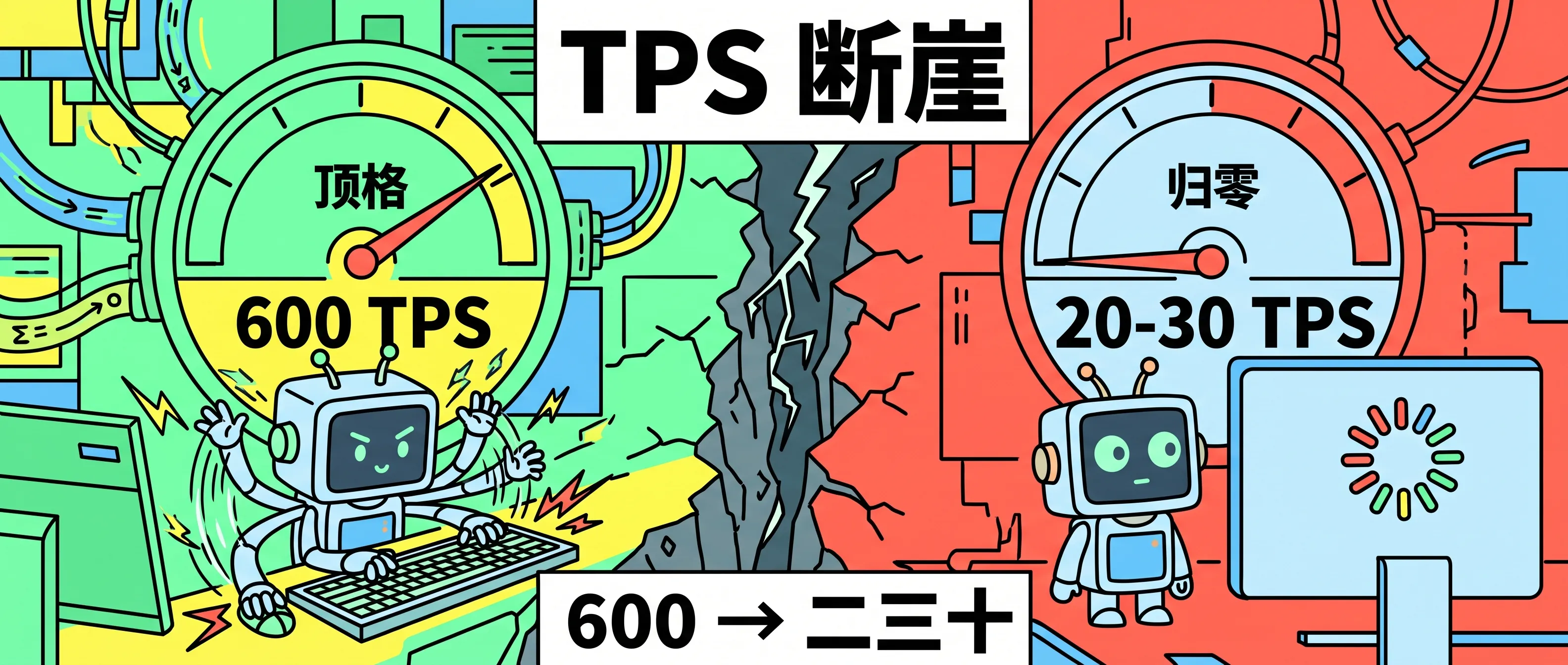 TPS 断崖：600 → 二三十