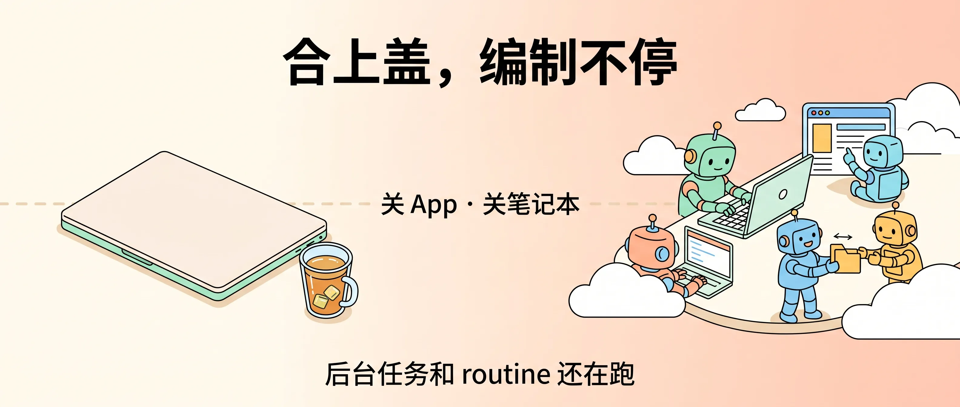 合上盖，编制不停