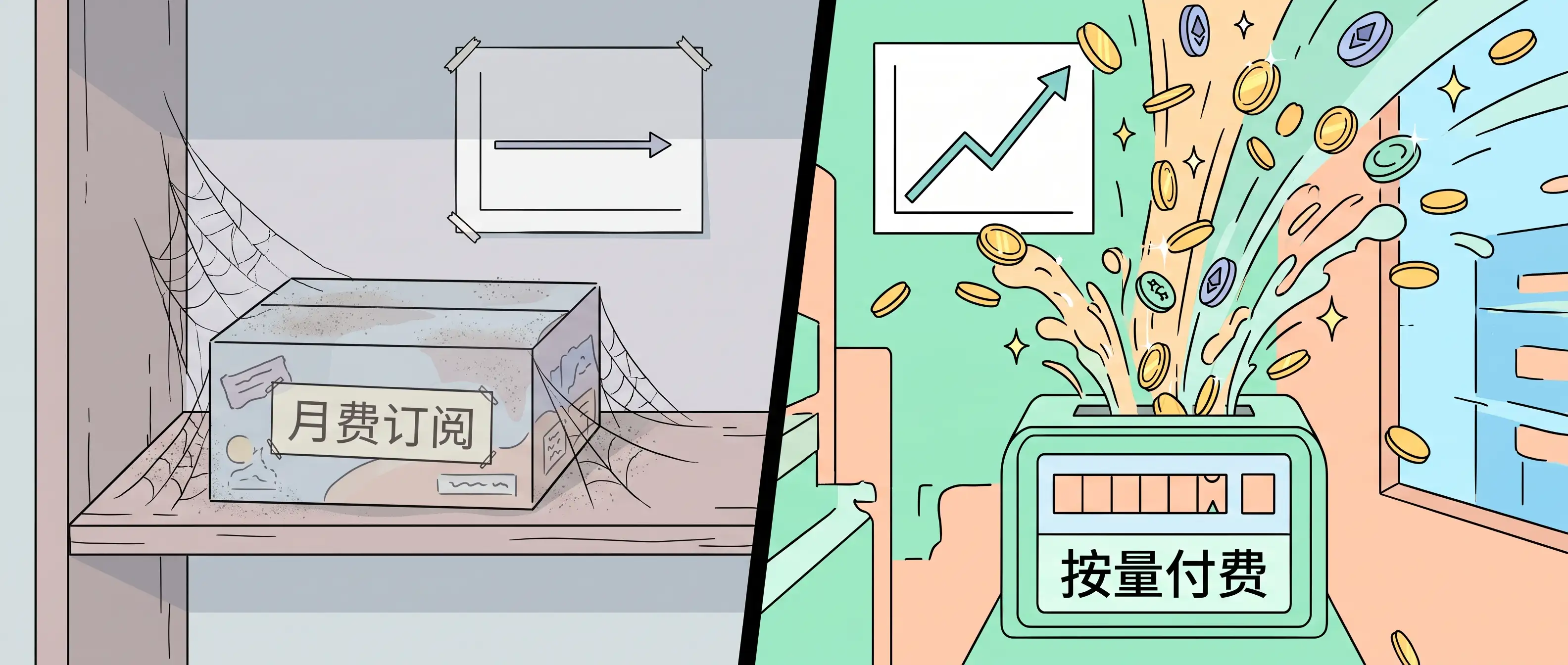 订阅制 vs 按量付费——同样的用户量,收入天壤之别