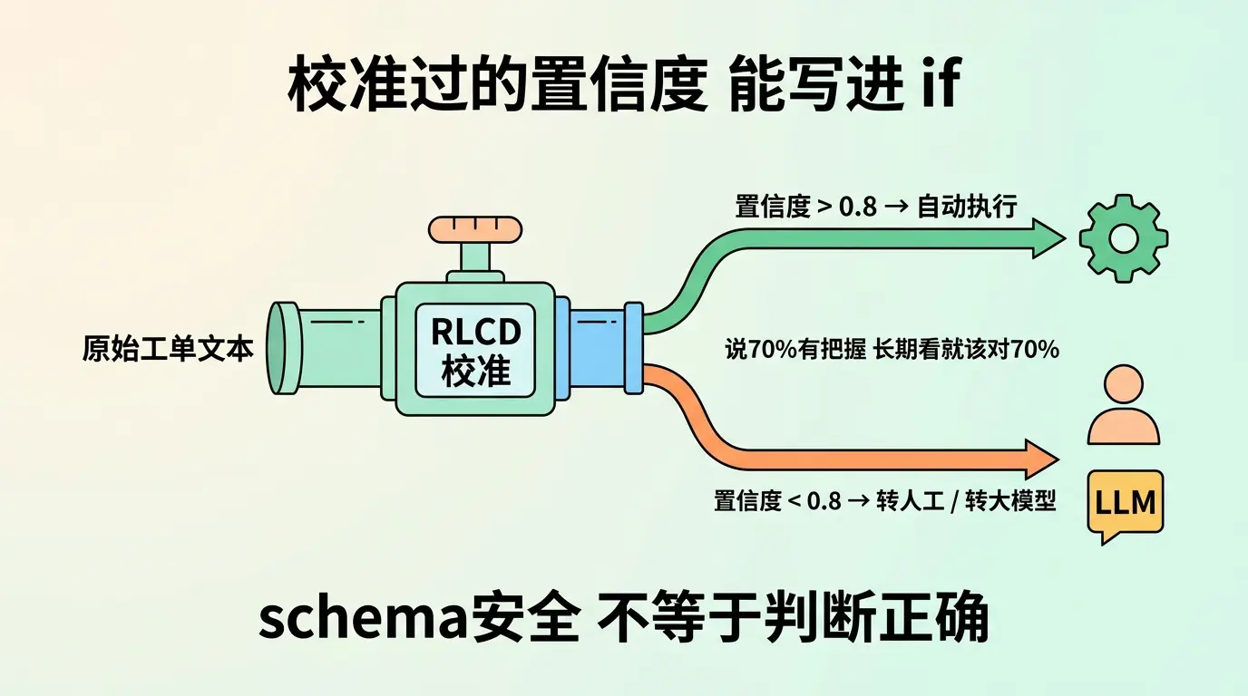 校准过的置信度能写进 if——schema 安全不等于判断正确