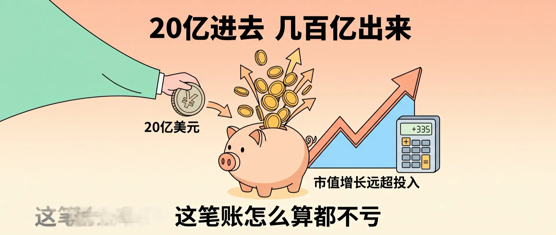 20 亿进去，几百亿出来——这笔账怎么算都不亏