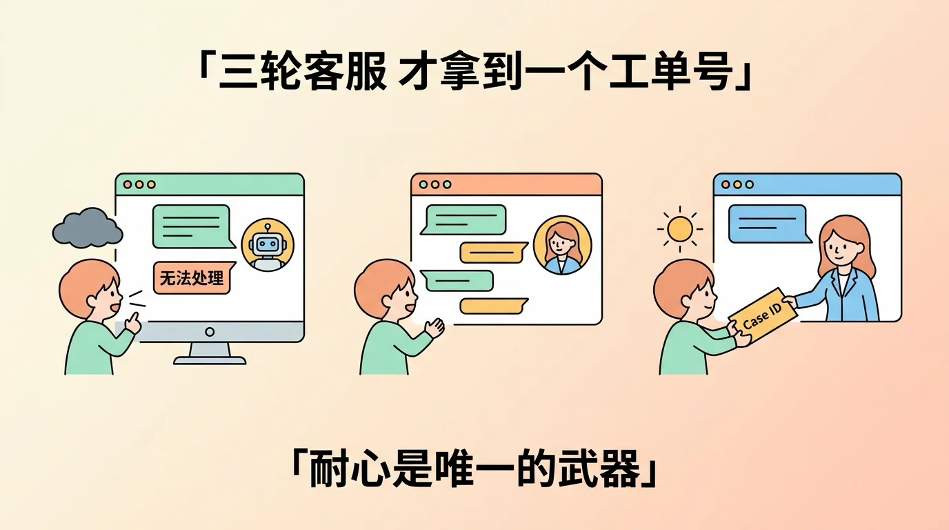 三轮客服，才拿到一个工单号