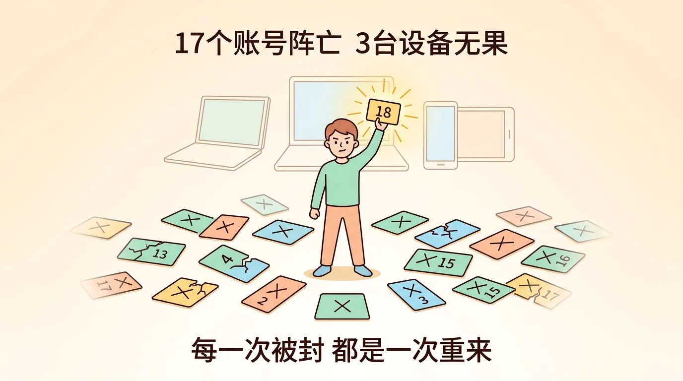 17个账号阵亡,3台设备无果