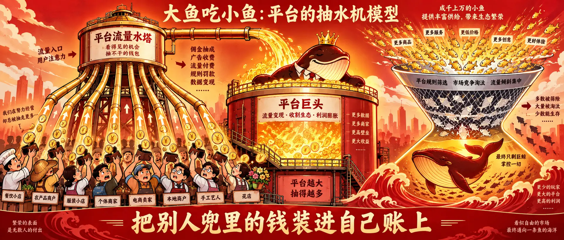 大鱼吃小鱼与平台的抽水机模型