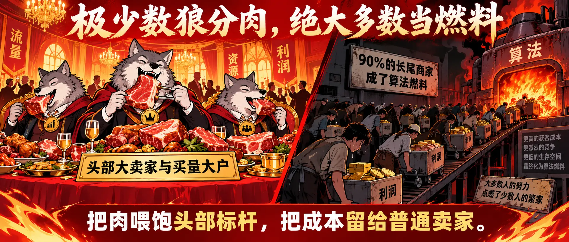 极少数狼分肉与普通商家陪跑