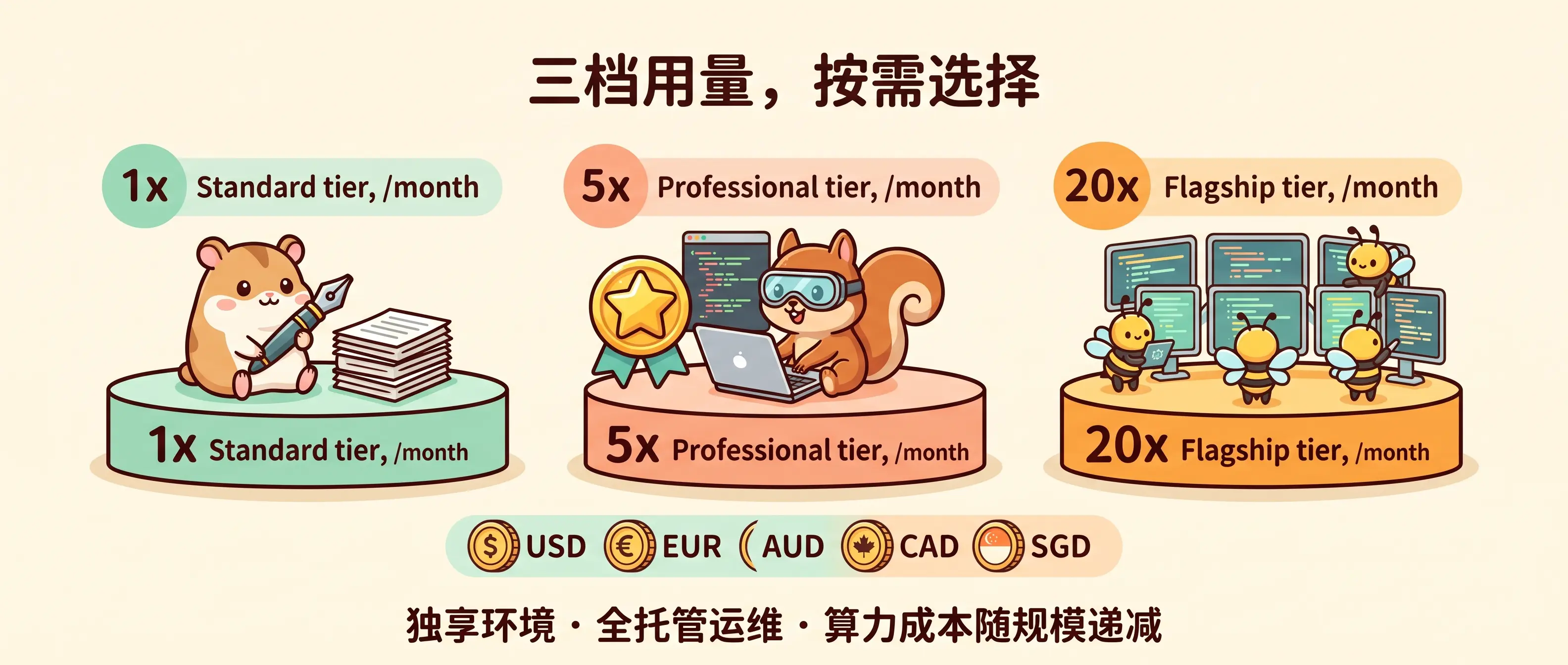 三档用量规格与算力账本