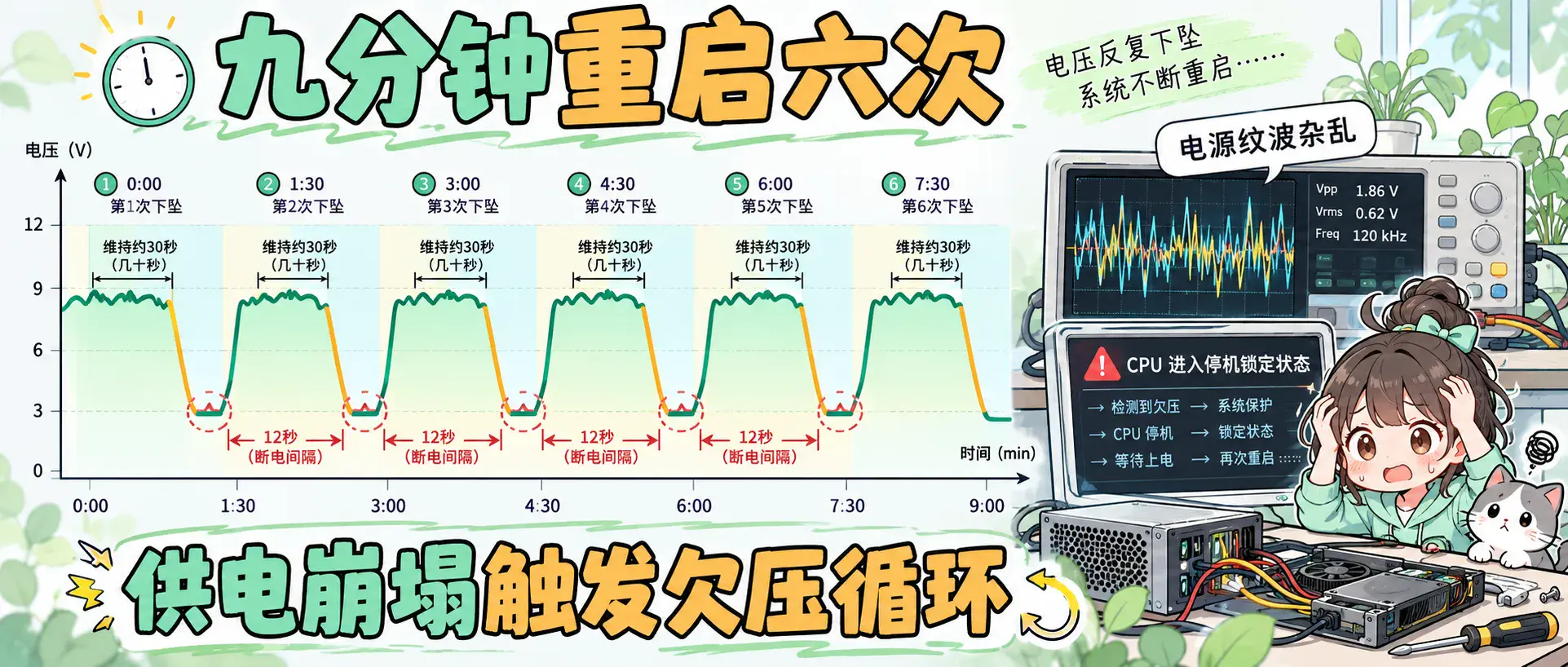 九分钟六次重启与供电崩塌