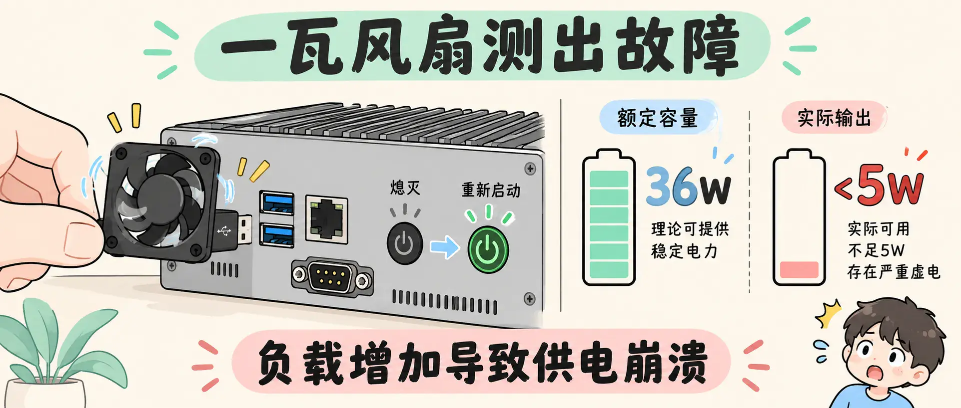 一瓦风扇测出供电崩溃