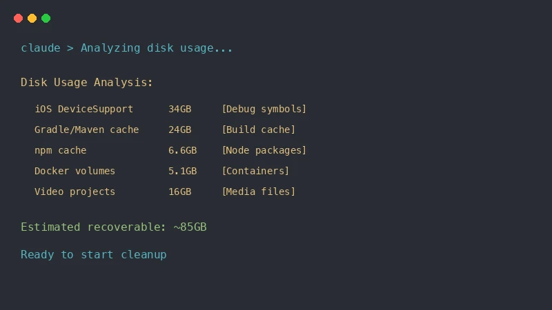 Claude Code 磁盘分析界面