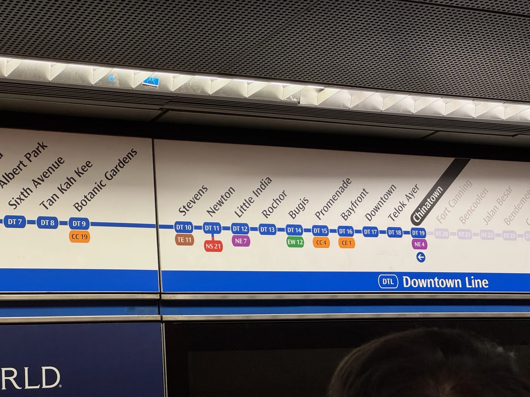 出发前先确认线路：Downtown Line 沿线站点