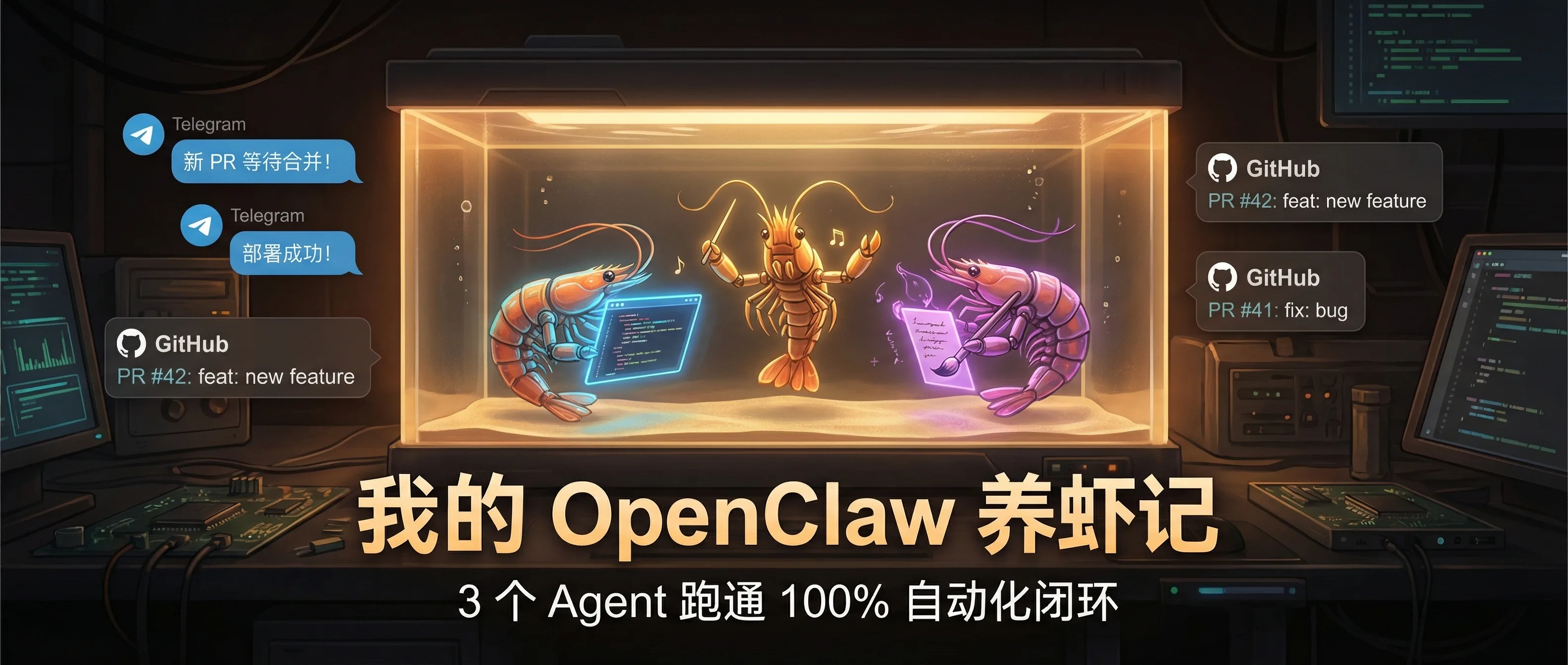 我的 OpenClaw 养虾记：3 个 Agent 跑通 100% 自动化闭环