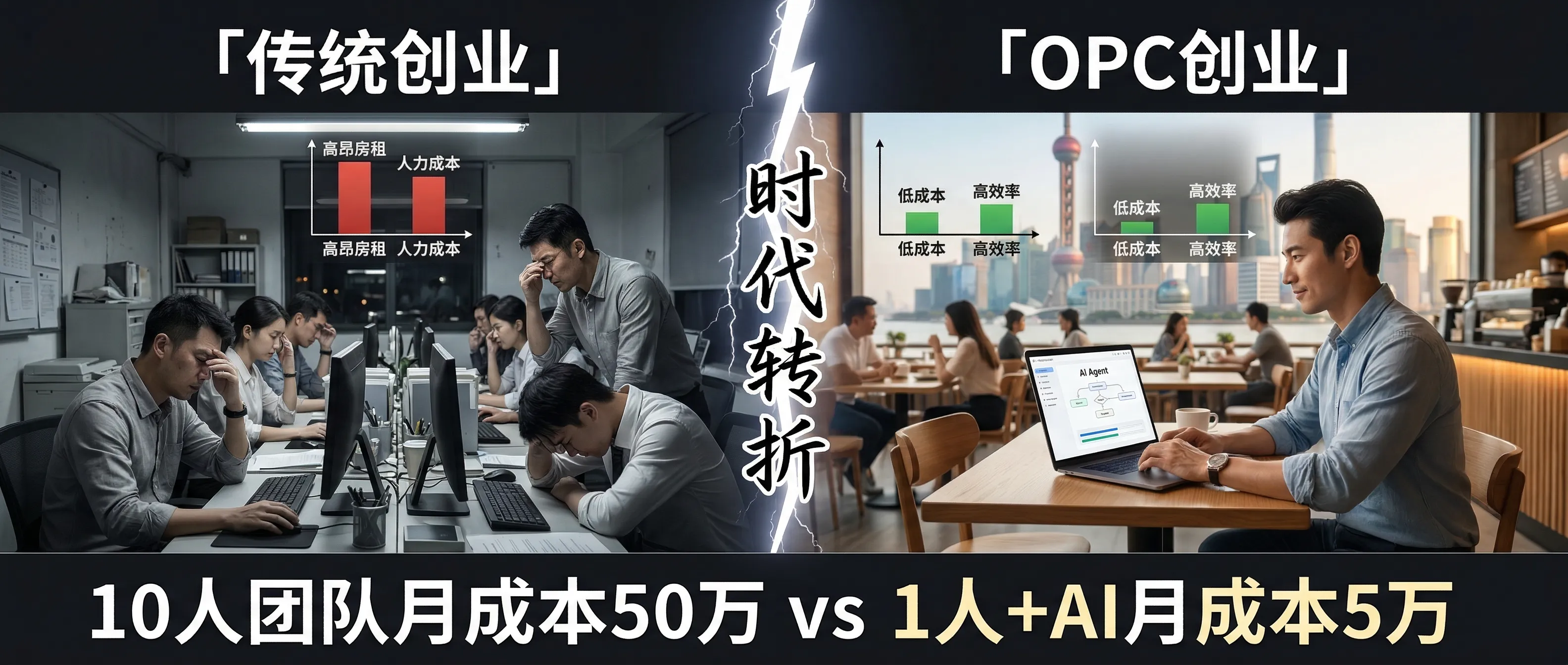 传统创业 vs OPC 创业:时代转折