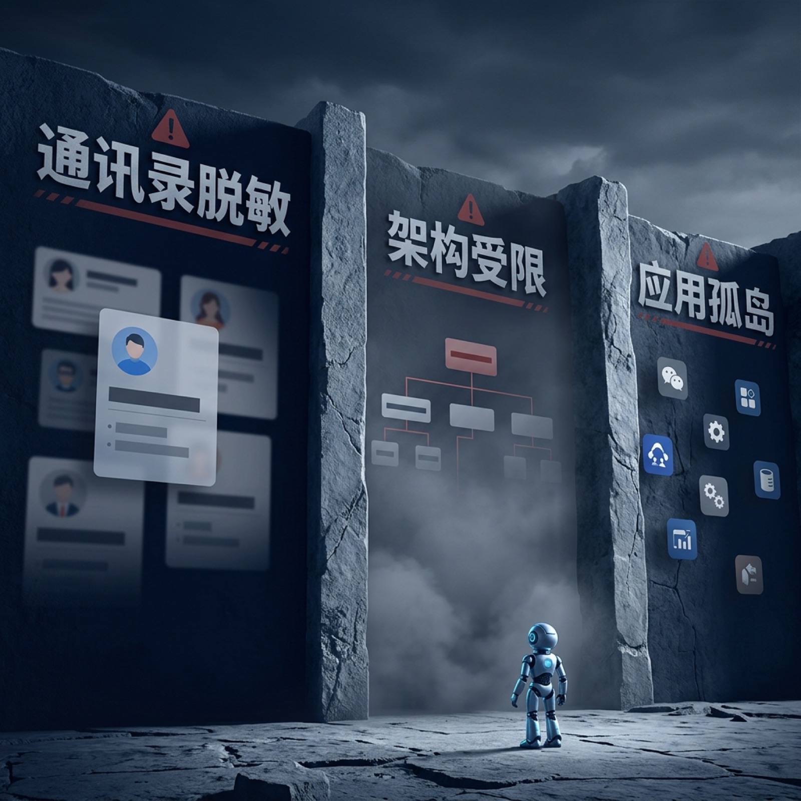 企业微信三面墙：通讯录脱敏、架构受限、应用孤岛