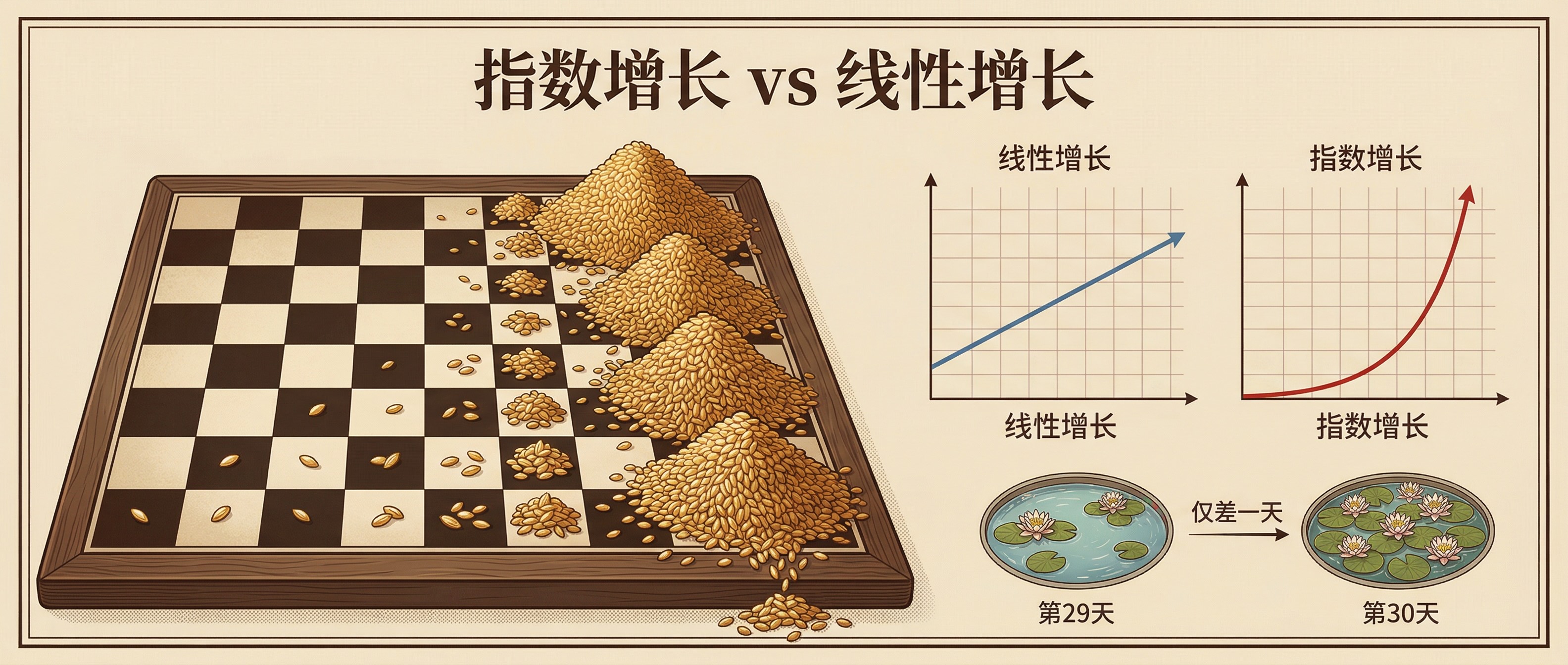 指数增长的本质:前半程的平静与后半程的爆发