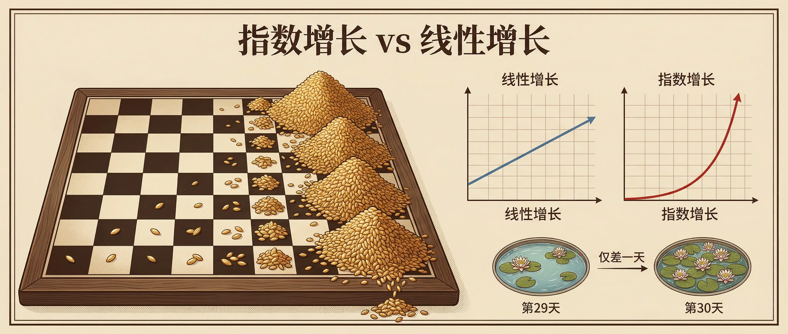 指数增长的本质:前半程的平静与后半程的爆发