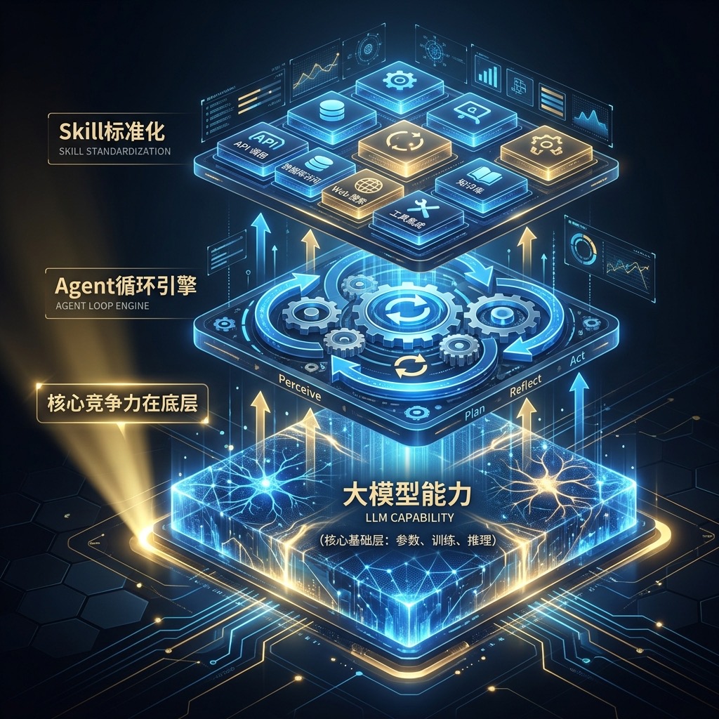 Agent三层架构：大模型为基、循环引擎为骨、Skill为翼