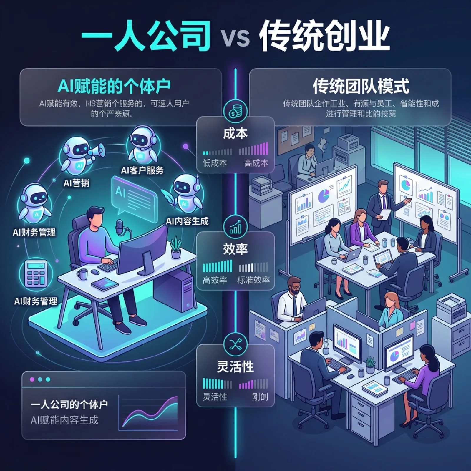 一人公司 vs 传统创业:AI 时代的创业成本结构对比