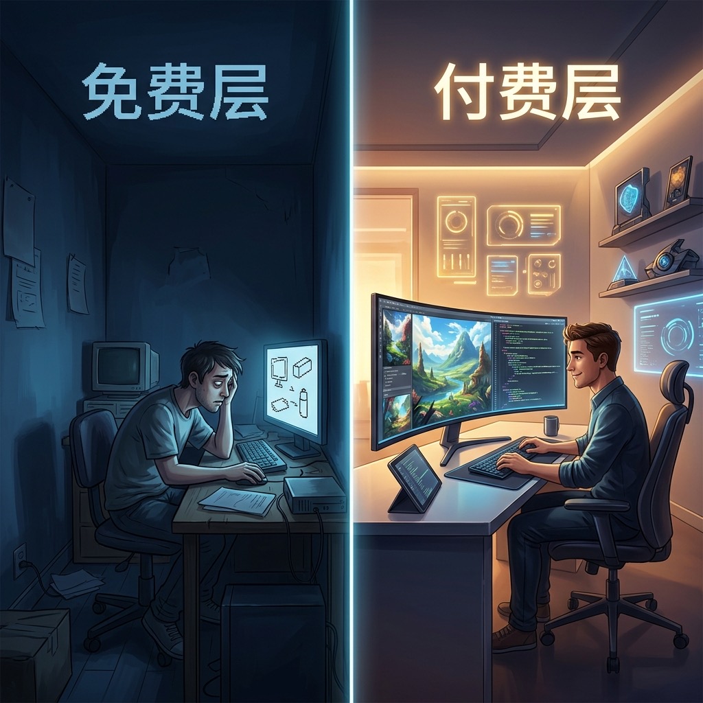 免费层 vs 付费层：工作体验的天壤之别