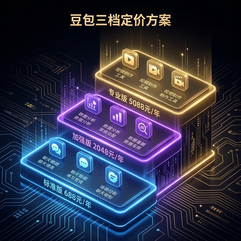豆包三档定价方案：标准版、加强版、专业版