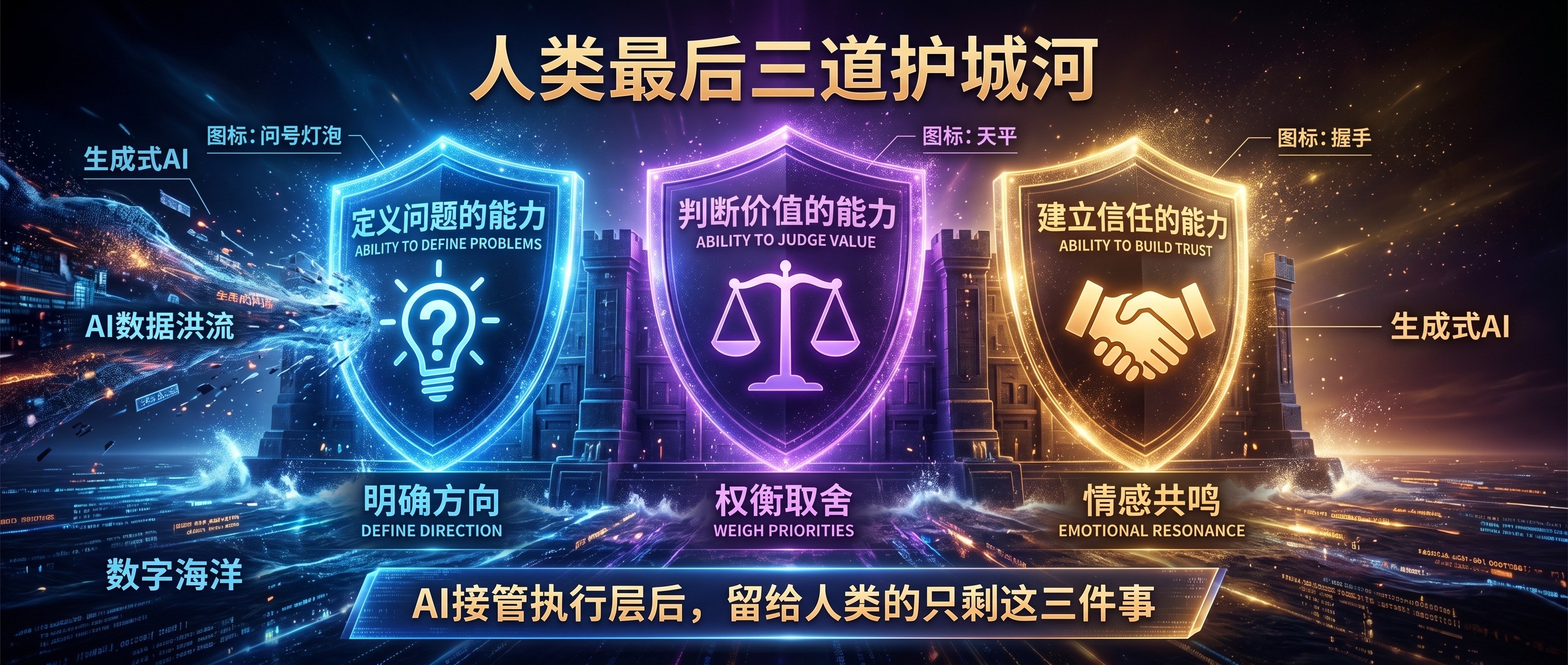 人类最后三道护城河：定义问题、判断价值、建立信任