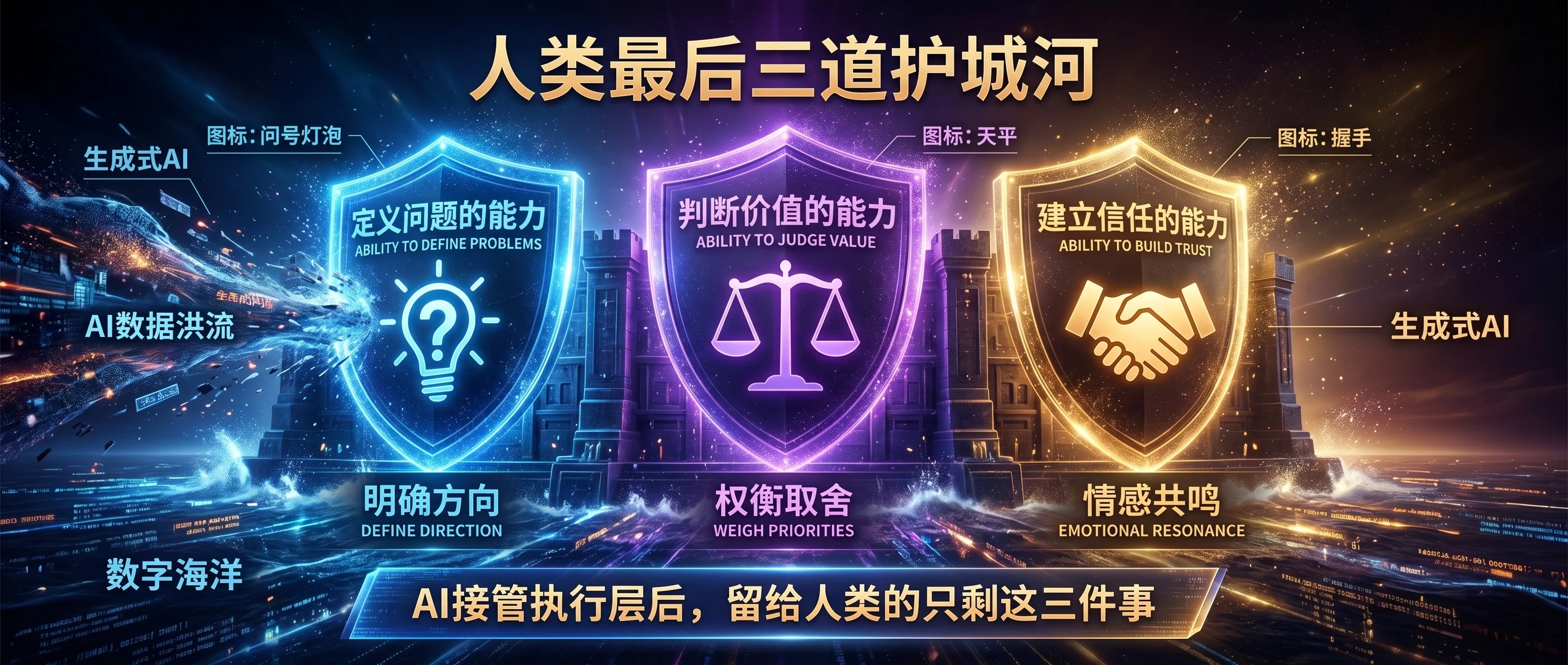 人类最后三道护城河：定义问题、判断价值、建立信任