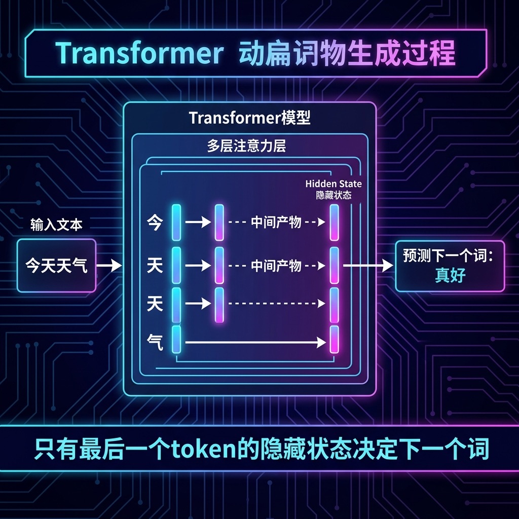 Transformer 自回归生成 token 流程