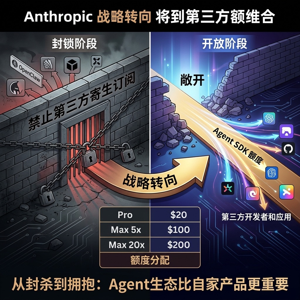 Anthropic 战略转向：从封杀第三方到开放 Agent 额度