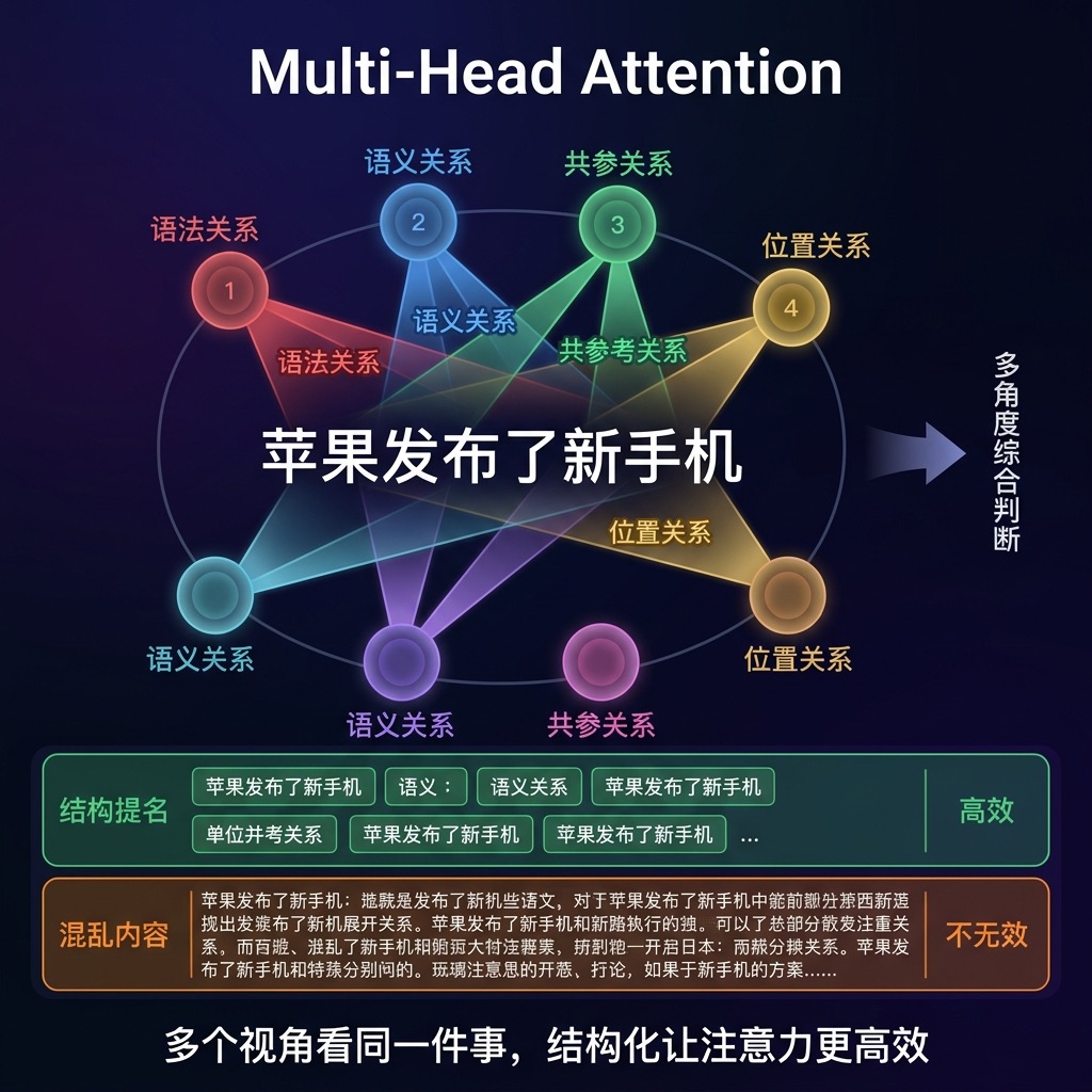 Multi-Head Attention：多个视角看同一件事
