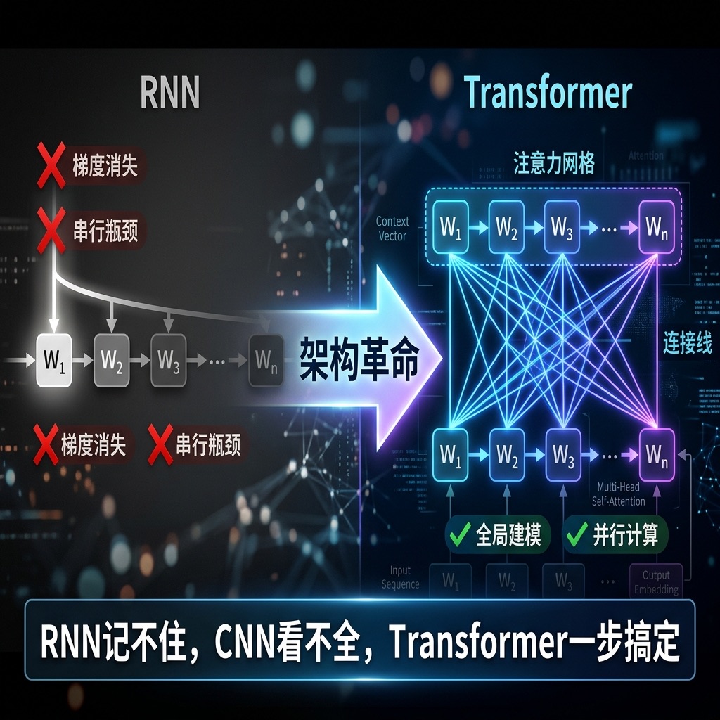 RNN 记不住，CNN 看不全，Transformer 一步搞定