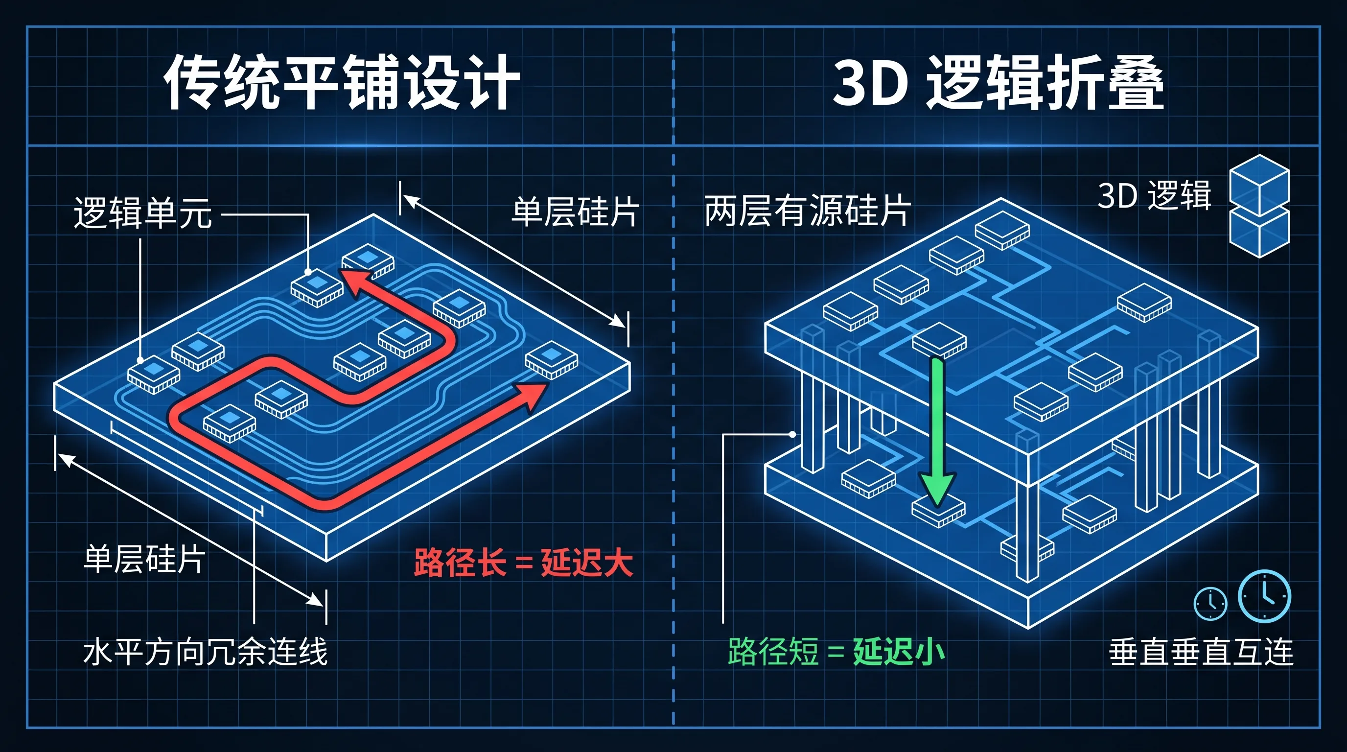逻辑折叠：把二维平铺的电路折向垂直方向，关键路径大幅缩短
