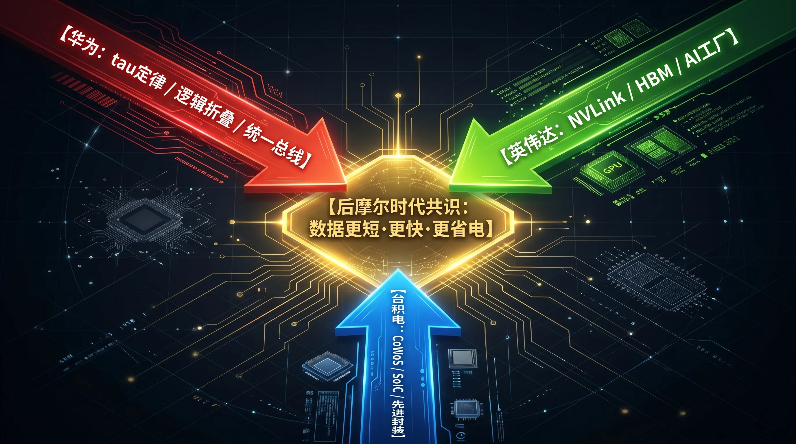 华为τ定律、英伟达NVLink、台积电先进封装：三条路线，同一个后摩尔时代终点