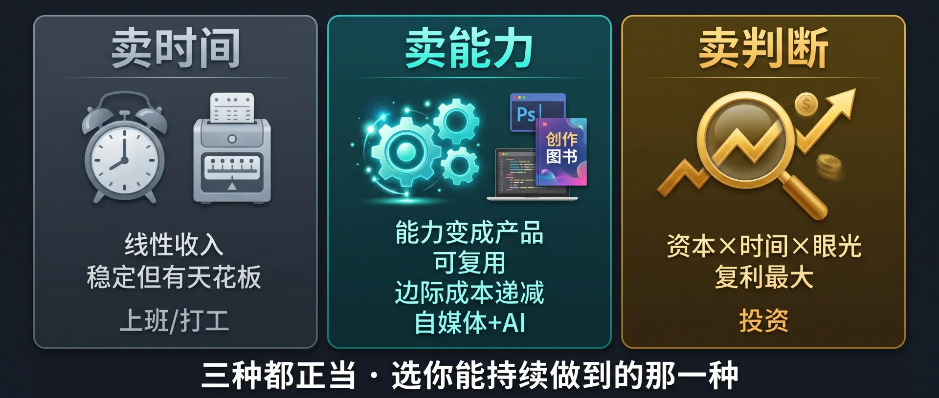 三种活法：卖时间、卖能力、卖判断