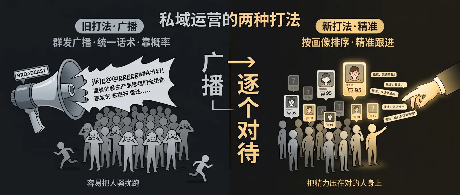 从群发广播到按画像精准跟进